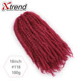 Xtrend 18inch 100g marley hair synthetic Kinky Straight Twist Hair Color Hair Crochet Braids Cubian Rainbow Braiding Hair