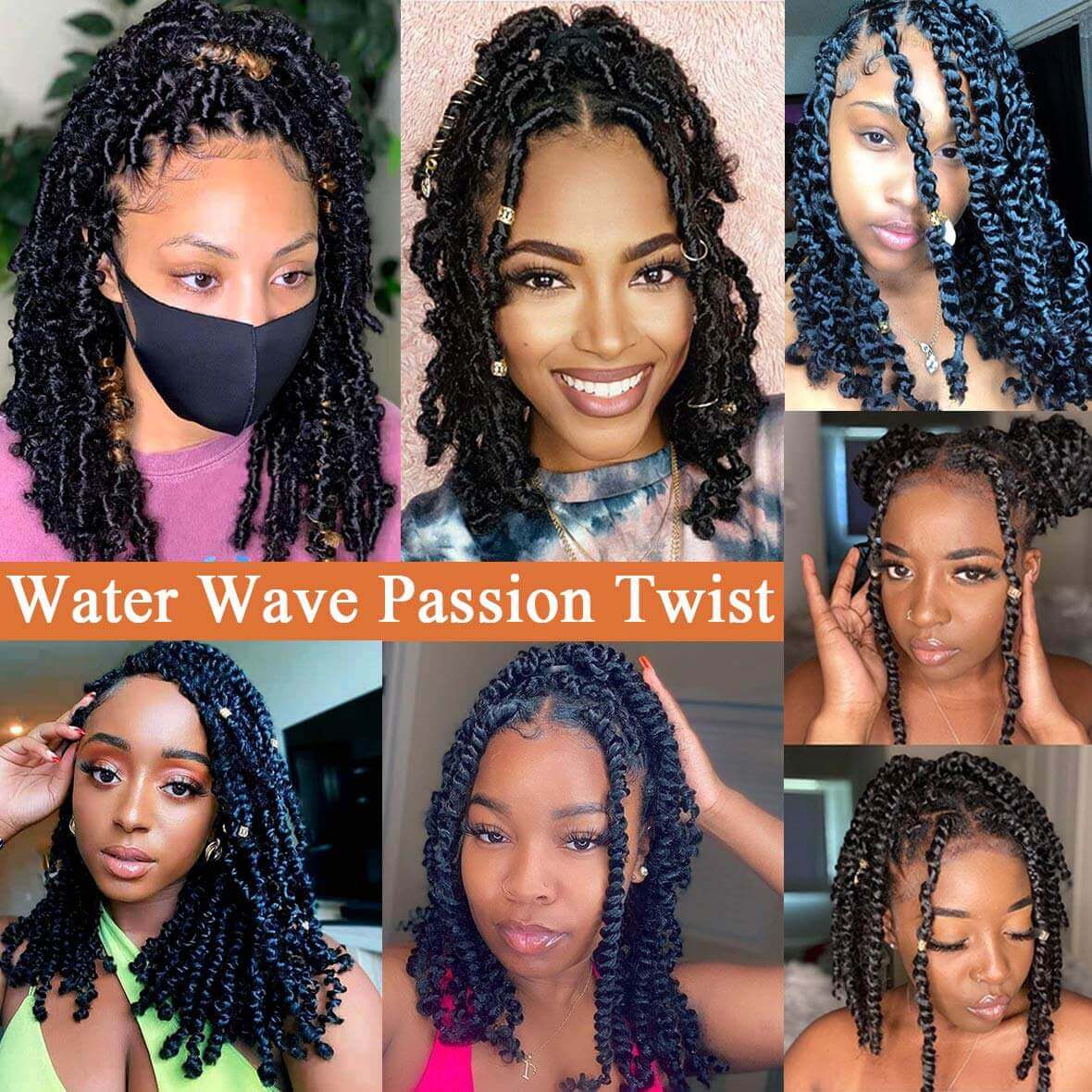 12 Inch Passion Twist Hair Water Wave Crochet Braiding Hair Bohemian Curly Hair Extensions