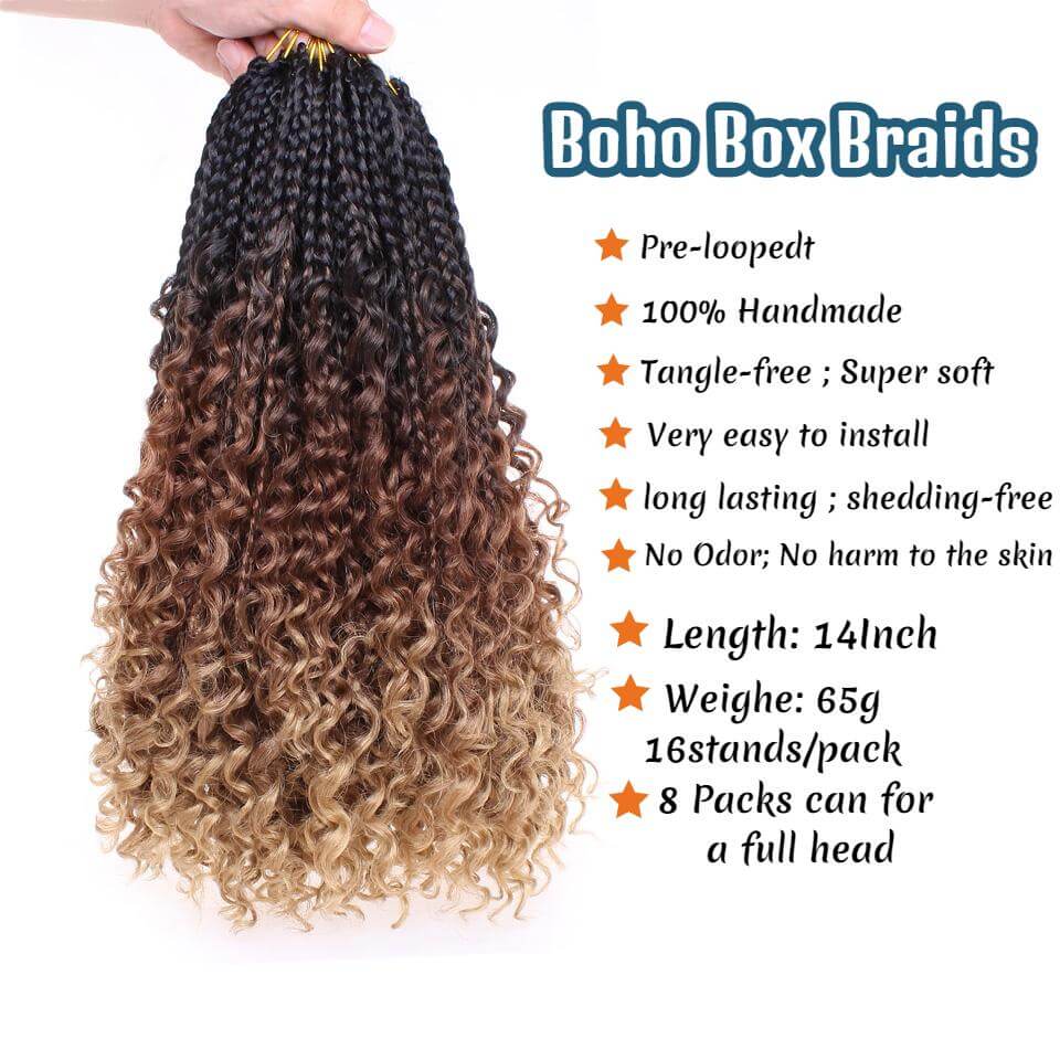 Xtrend Boho Bob Box Braids Crochet Hair with Curly Ends Goddess Box Crochet Braids for Black Women