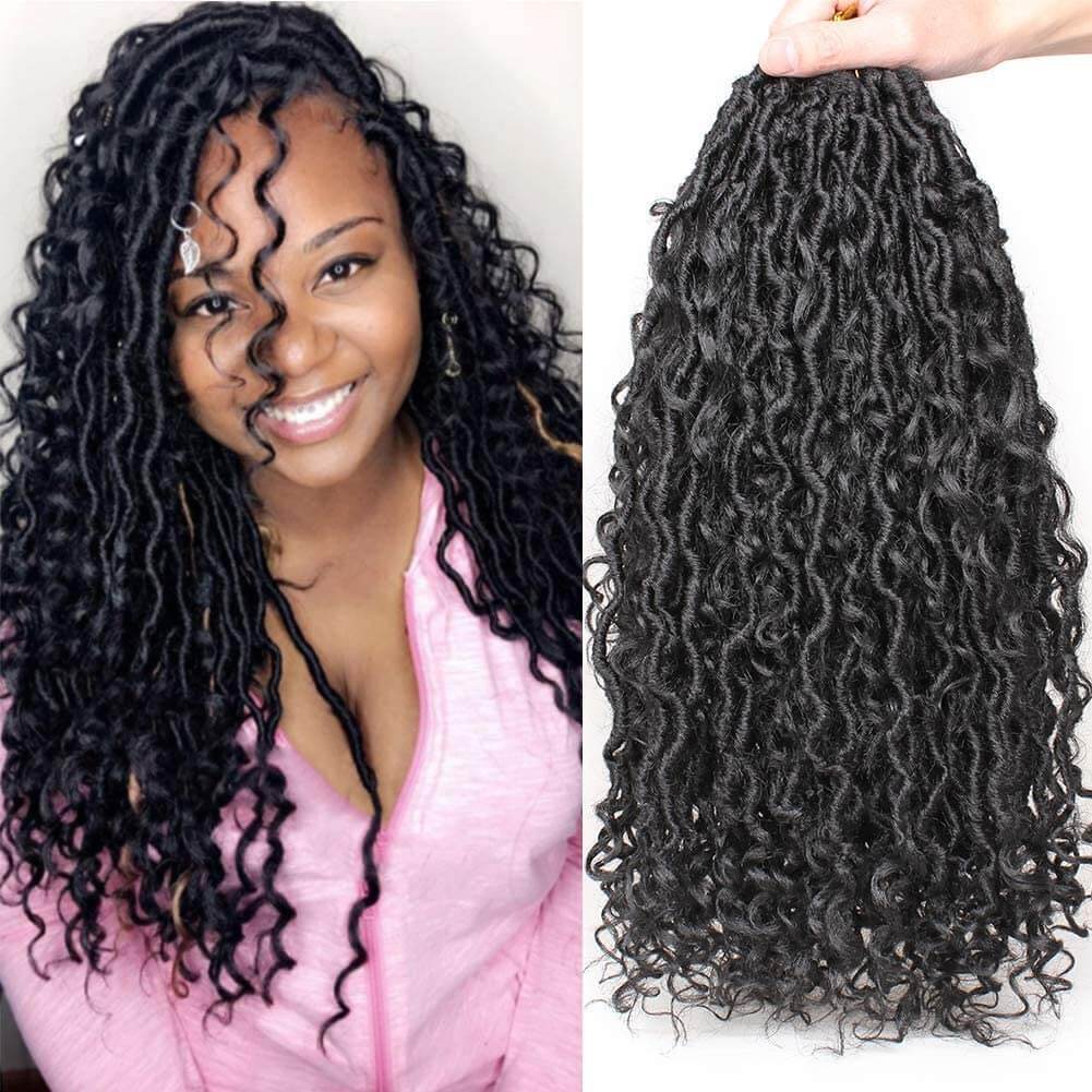 Xtrend 18inch Boho Faux Locs Crochet Hair Pre-Looped Bohemian Goddess Locs Hair Wavy Crochet Braids With Curly Hair 16Strands/pack