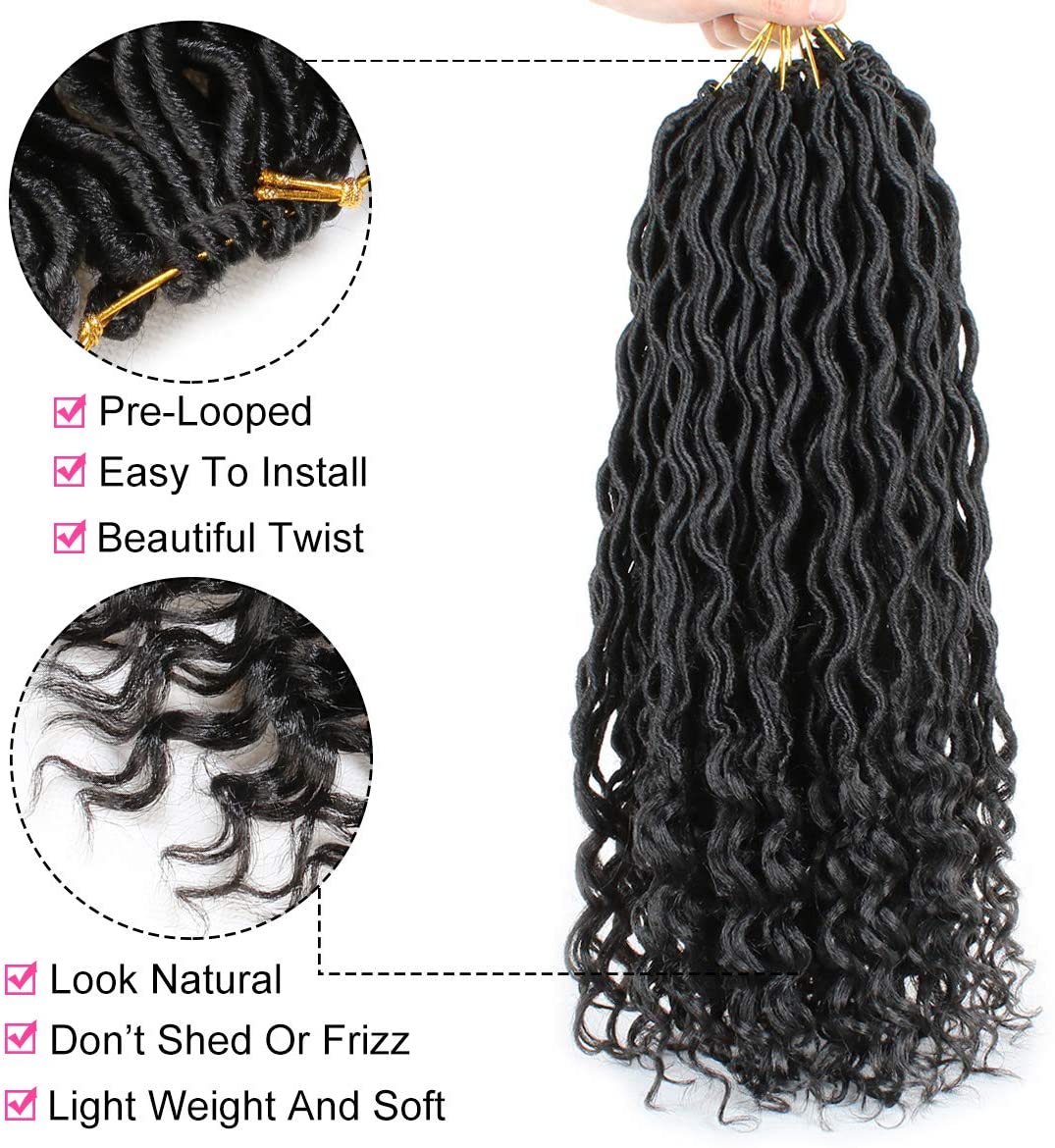 Xtrend Goddess Faux Locs Curly Crochet Braid Synthetic Hair 18'' 20roots Ombre Braiding Hair Brown High Temperature Fiber