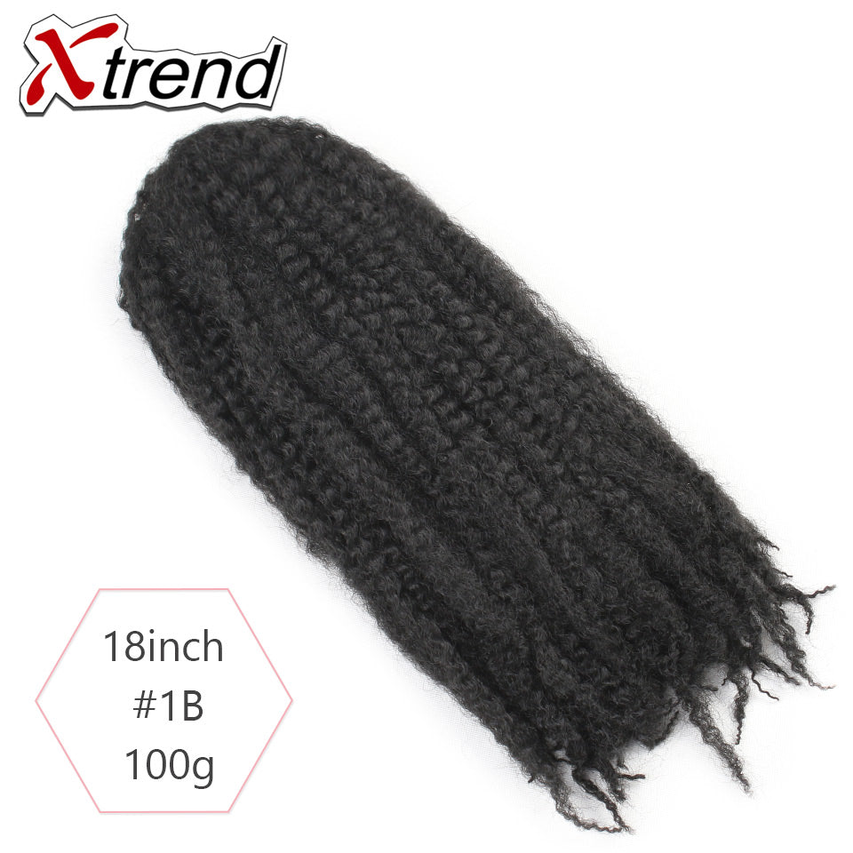 Xtrend 18inch 100g marley hair synthetic Kinky Straight Twist Hair Color Hair Crochet Braids Cubian Rainbow Braiding Hair