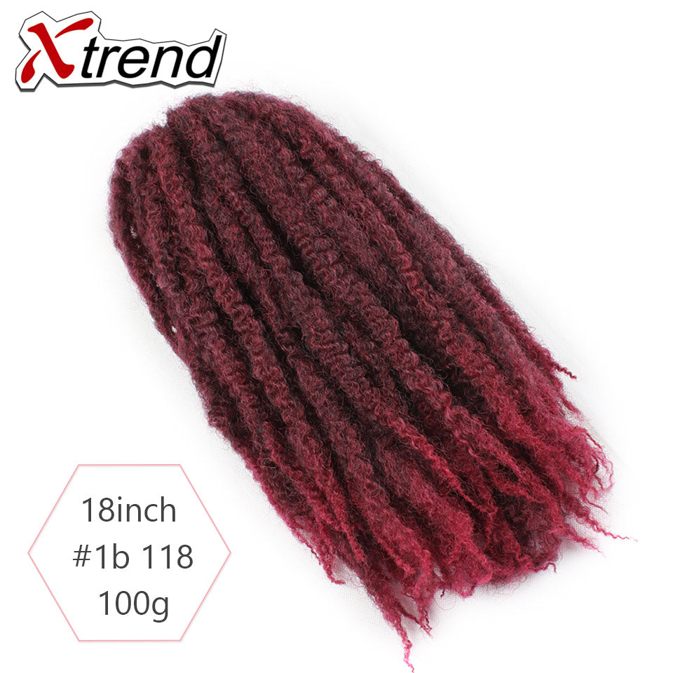 Xtrend 18inch 100g marley hair synthetic Kinky Straight Twist Hair Color Hair Crochet Braids Cubian Rainbow Braiding Hair