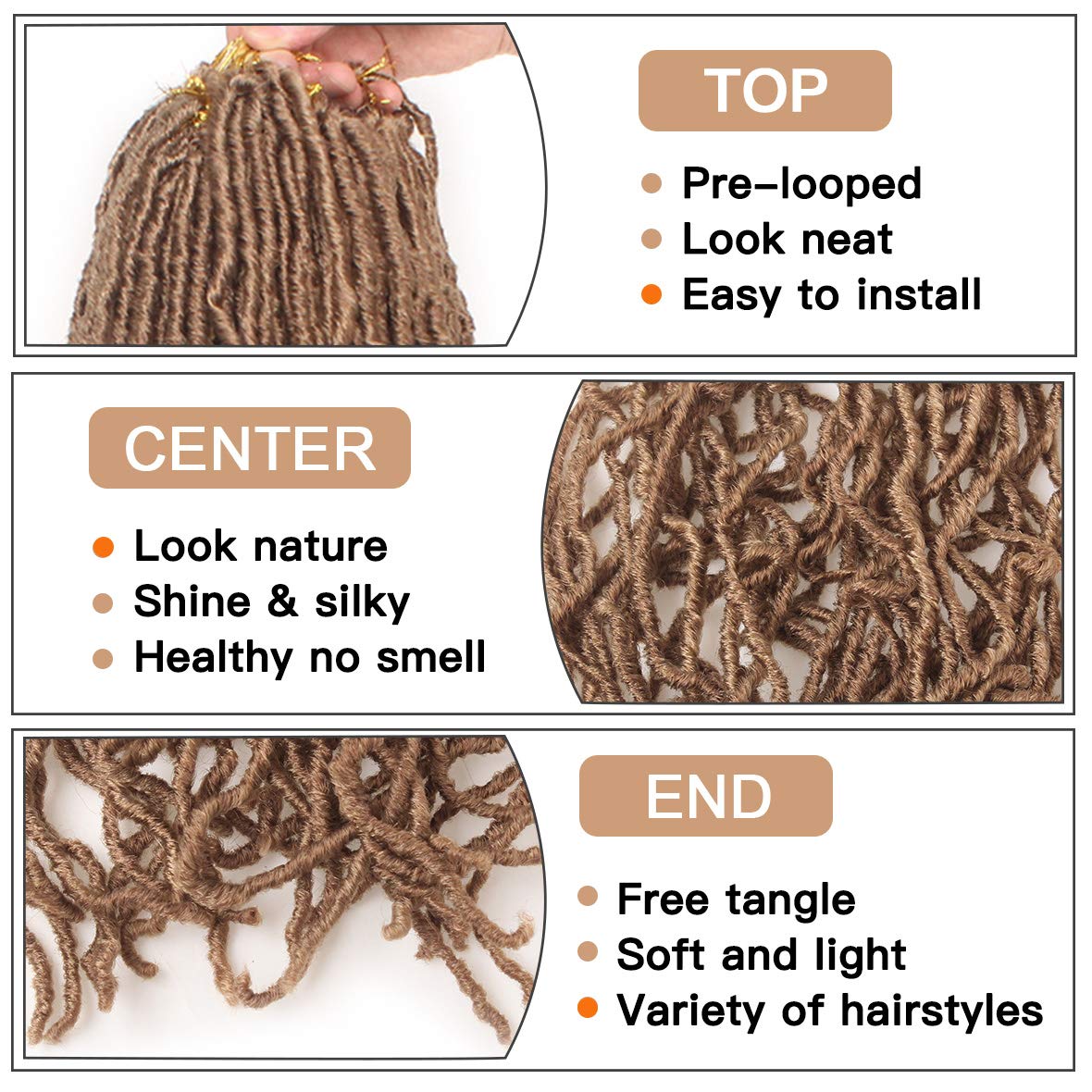 Xtrend 36 Inch Nu Faux Locs Crochet Hair Pre-looped Goddess Locs Crochet Dreadlock Curly Extended Soft Locs Braiding Hair