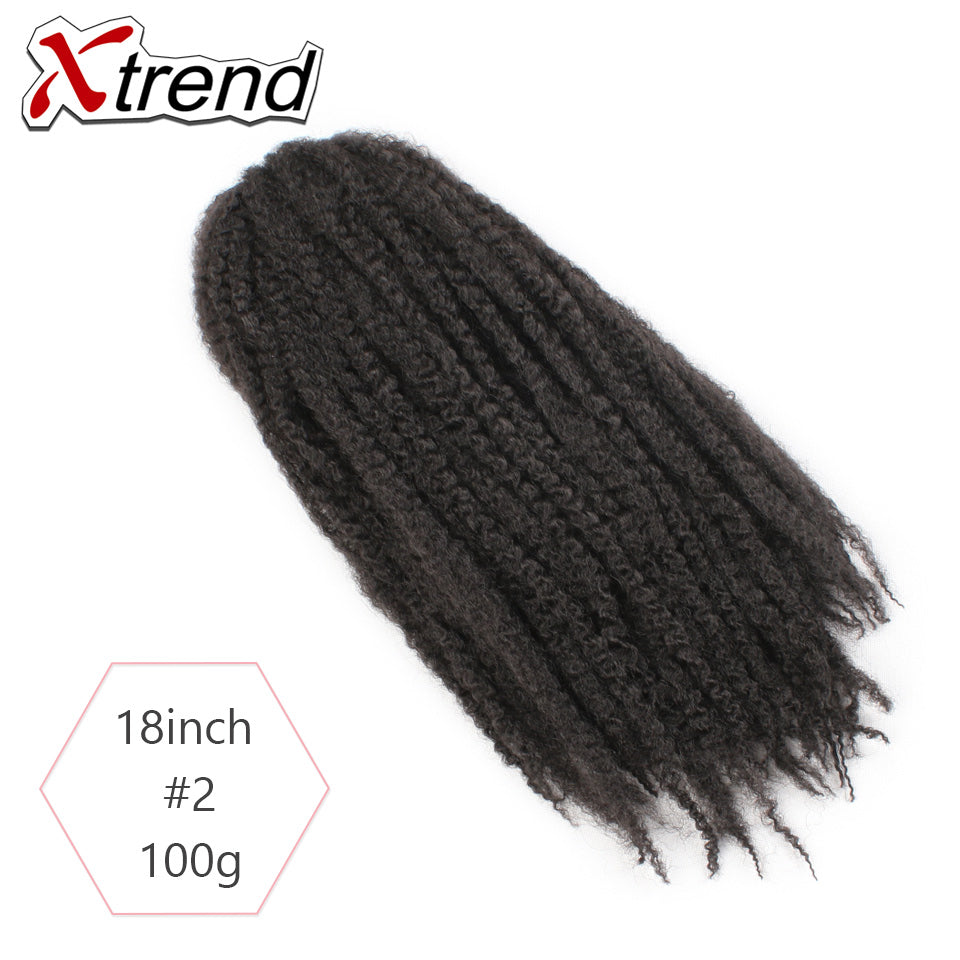 Xtrend 18inch 100g marley hair synthetic Kinky Straight Twist Hair Color Hair Crochet Braids Cubian Rainbow Braiding Hair