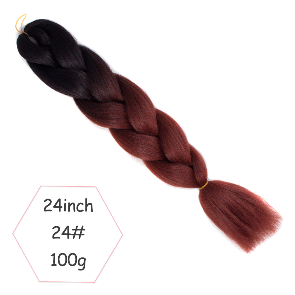 Xtrend ombré two tone hair Synthetic Rainbow Hair Jumbo Braids Crochet Hair 24inch Ombre Kanekalon Colorful Hair Braiding Hair Extensions