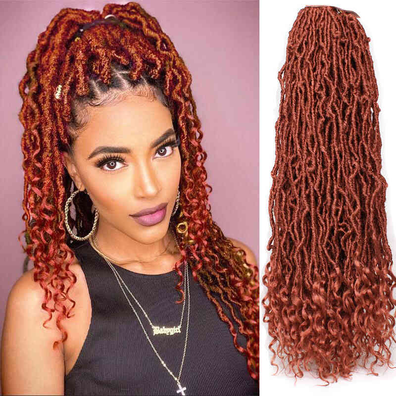 Xtrend Goddess Locs Crochet Hair Curly Faux Locs Crochet Hair Wavy Nu Locs with Curly Ends Synthetic Braiding Hair