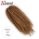 Xtrend 18inch 100g marley hair synthetic Kinky Straight Twist Hair Color Hair Crochet Braids Cubian Rainbow Braiding Hair