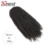 Xtrend 18inch 100g marley hair synthetic Kinky Straight Twist Hair Color Hair Crochet Braids Cubian Rainbow Braiding Hair