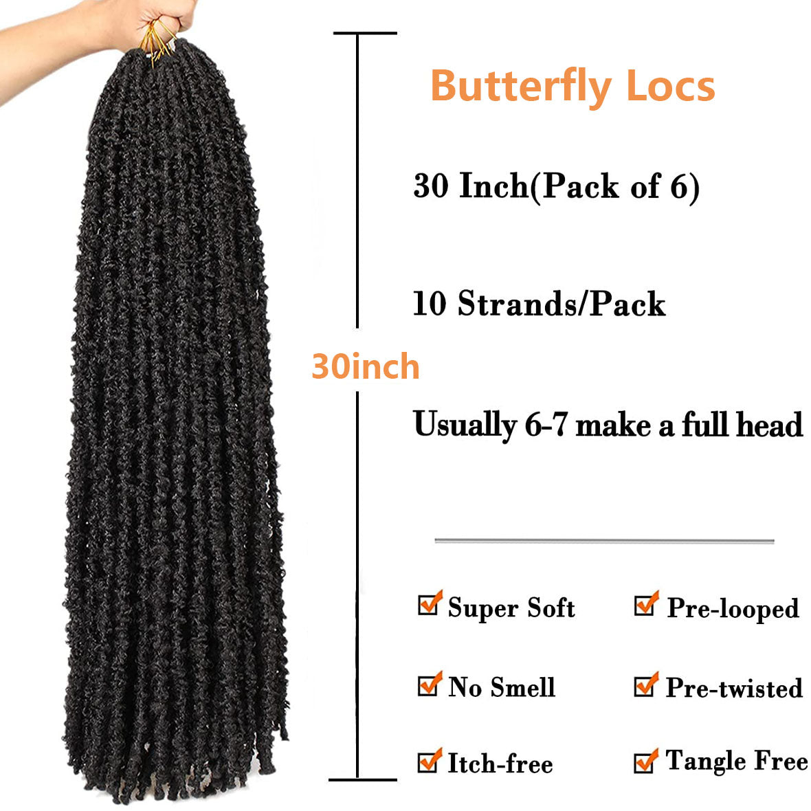Xtrend 12''20''22“24''30”Butterfly Locs Crochet Hair Pre Looped Crochet Braids Synthetic Braiding Hair