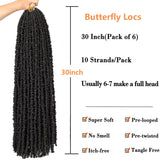 Xtrend 12''20''22“24''30”Butterfly Locs Crochet Hair Pre Looped Crochet Braids Synthetic Braiding Hair