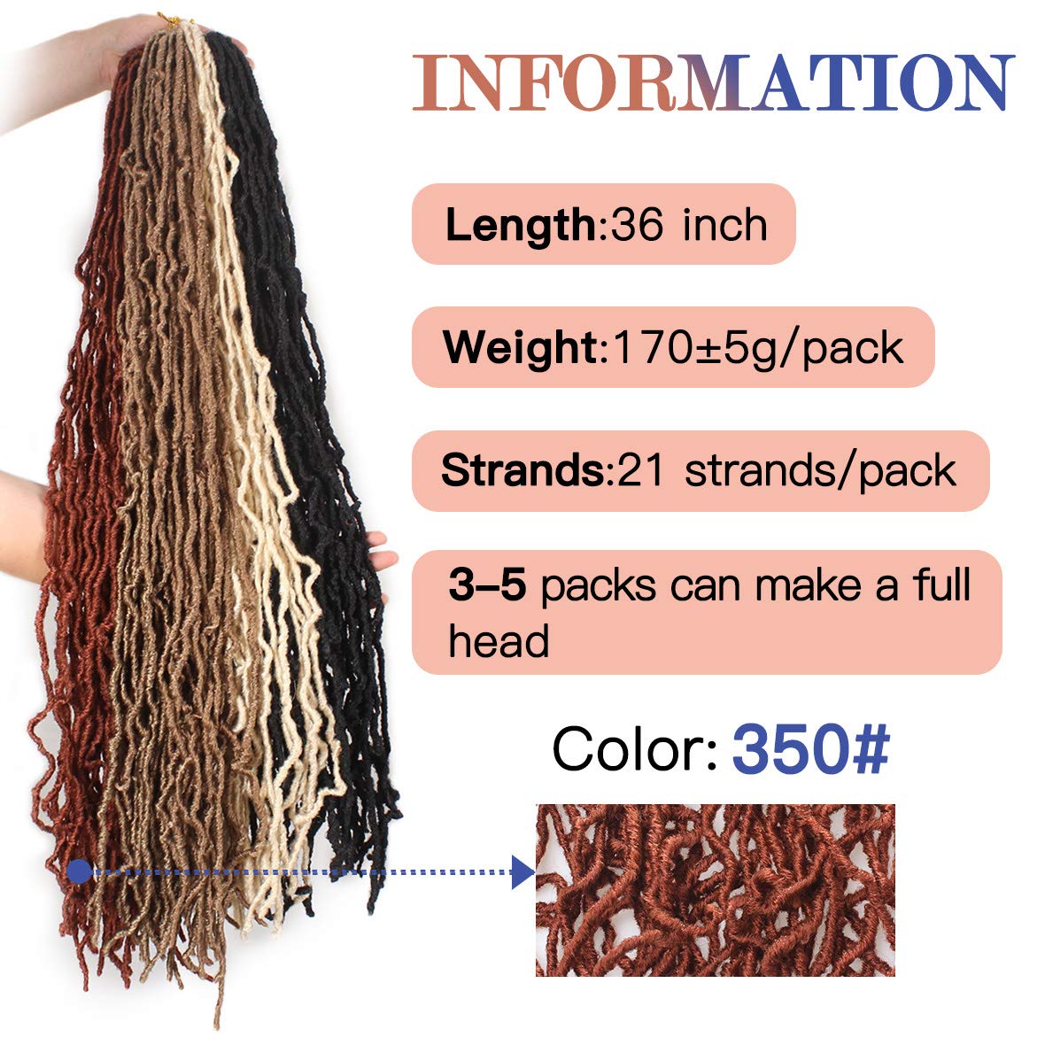 Xtrend Nu Soft Locs Crochet Braids Hair 18''24''36'' Faux Locs Curly Hair 21 Strands Synthetic Extened Crochet Hair