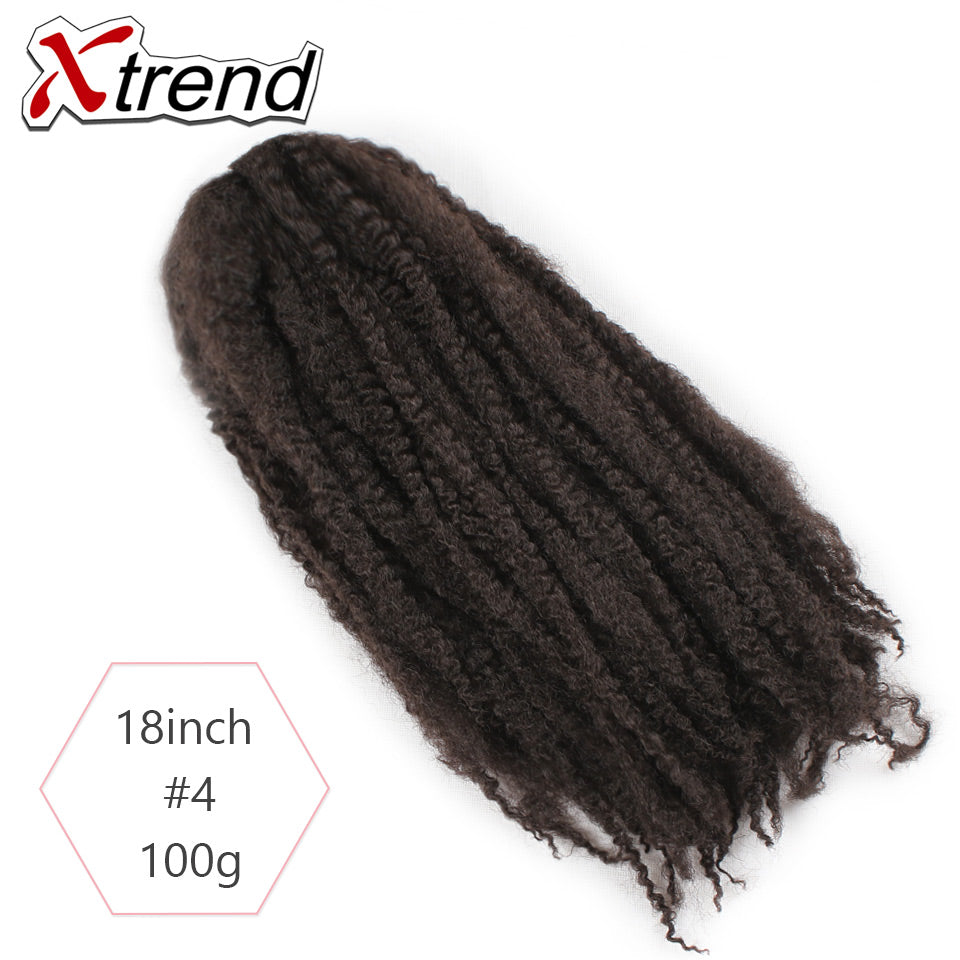 Xtrend 18inch 100g marley hair synthetic Kinky Straight Twist Hair Color Hair Crochet Braids Cubian Rainbow Braiding Hair