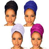 Xtrend Stretch Head Wrap Scarf Stretch Turban Long Hair Scarf Wrap Solid Color Soft Head Band Tie