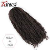 Xtrend 18inch 100g marley hair synthetic Kinky Straight Twist Hair Color Hair Crochet Braids Cubian Rainbow Braiding Hair
