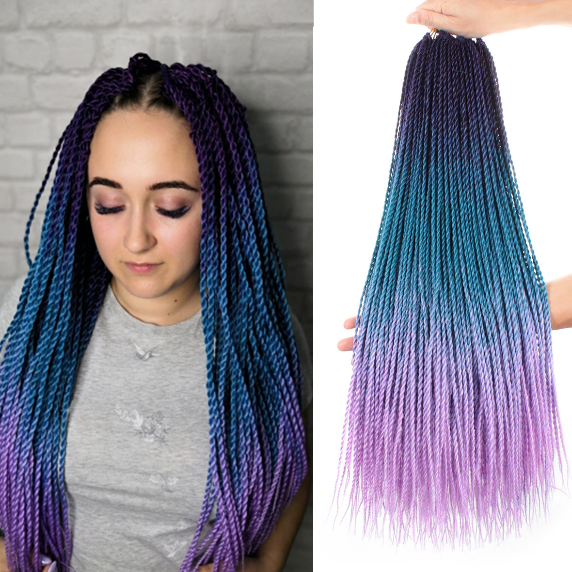 Xtrend 24inch 30strands Senegalese Twist Ombre Kanekalon Braiding Hair  Blonde Blue Synthetic Crochet Braids Hair Extensions
