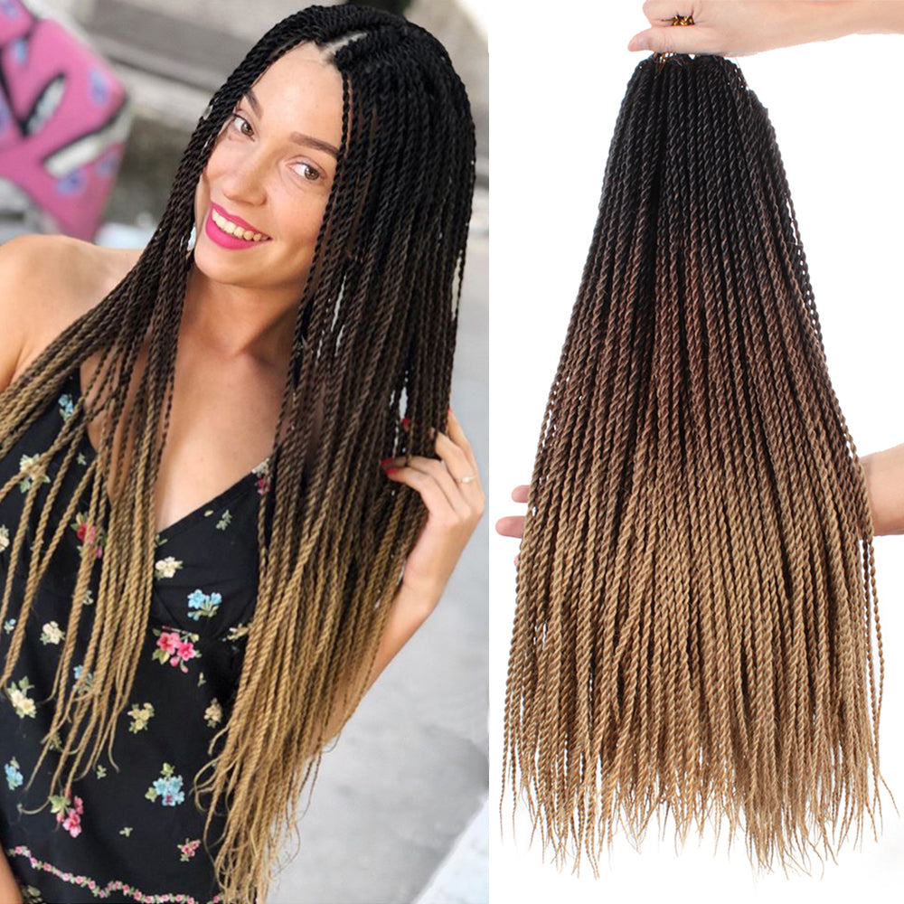 Xtrend 24inch 30strands Senegalese Twist Ombre Kanekalon Braiding Hair  Blonde Blue Synthetic Crochet Braids Hair Extensions
