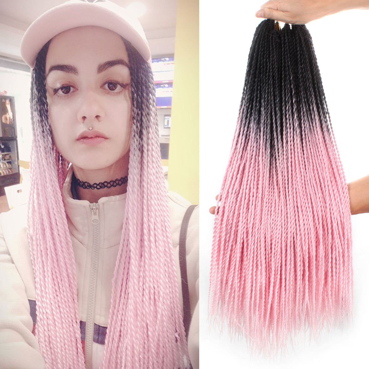 Xtrend 24inch 30strands Senegalese Twist Ombre Kanekalon Braiding Hair  Blonde Blue Synthetic Crochet Braids Hair Extensions