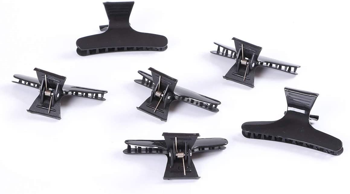 12 Pcs Butterfly Clamps Holding Hair Hold Clip Hair Hairdressing Tool Section Claw Clamps Butterfly Clips for Makeup,Sports(Black)