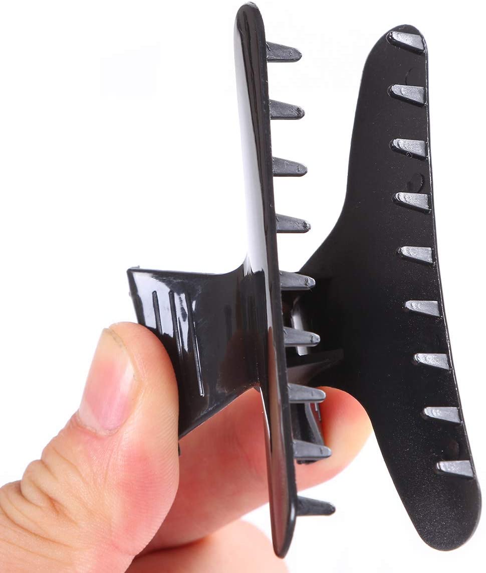 12 Pcs Butterfly Clamps Holding Hair Hold Clip Hair Hairdressing Tool Section Claw Clamps Butterfly Clips for Makeup,Sports(Black)