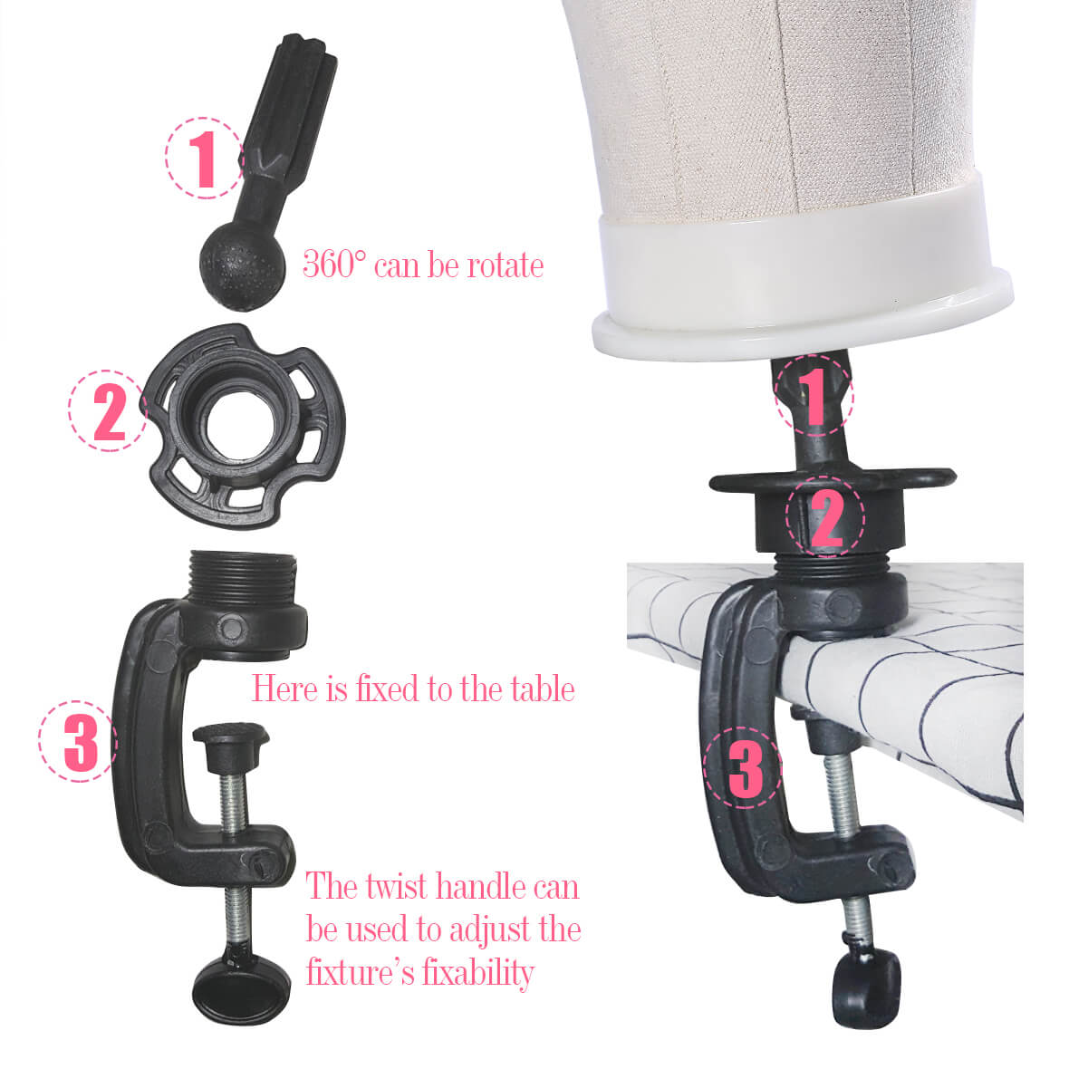 Canvas Block Head Mannequin with Stand Cork Manikin Head Set for Wig Making Display Styling with Mount Hole
