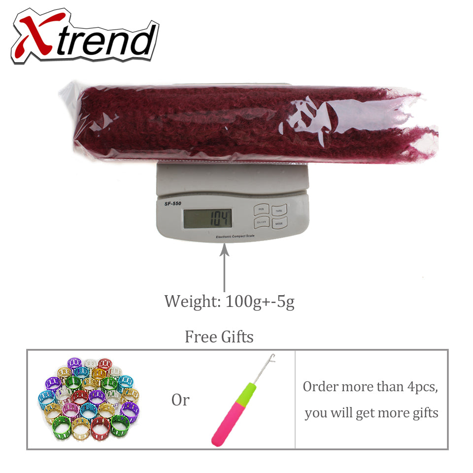 Xtrend 18inch 100g marley hair synthetic Kinky Straight Twist Hair Color Hair Crochet Braids Cubian Rainbow Braiding Hair