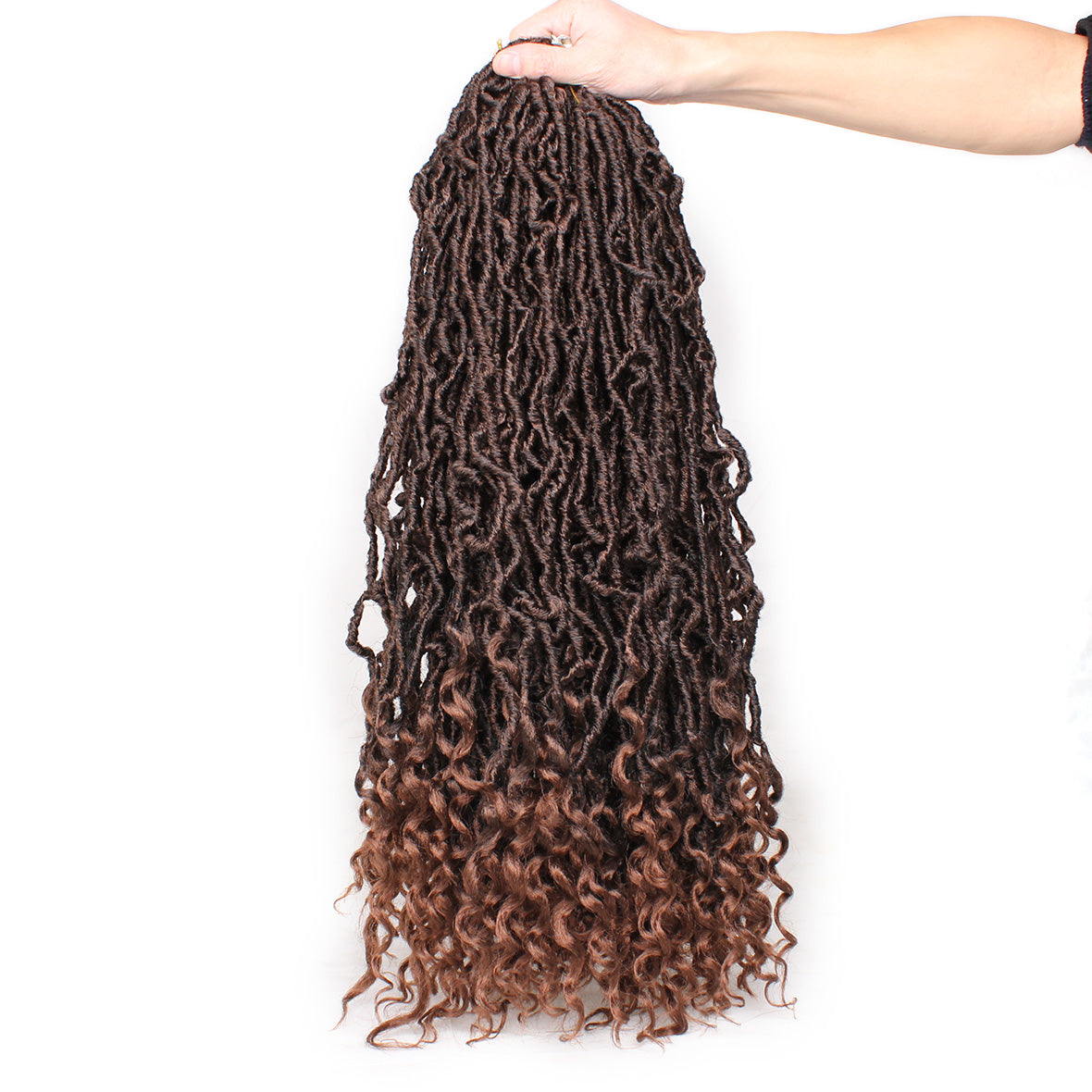 Xtrend Goddess Locs Crochet Hair Curly Faux Locs Crochet Hair Wavy Nu Locs with Curly Ends Synthetic Braiding Hair