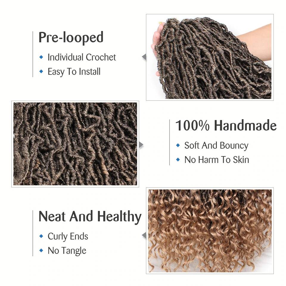 Xtrend Goddess Locs Crochet Hair Curly Faux Locs Crochet Hair Wavy Nu Locs with Curly Ends Synthetic Braiding Hair