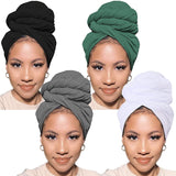 Xtrend Stretch Head Wrap Scarf Stretch Turban Long Hair Scarf Wrap Solid Color Soft Head Band Tie