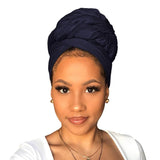 Xtrend Stretch Head Wrap Scarf Stretch Turban Long Hair Scarf Wrap Solid Color Soft Head Band Tie