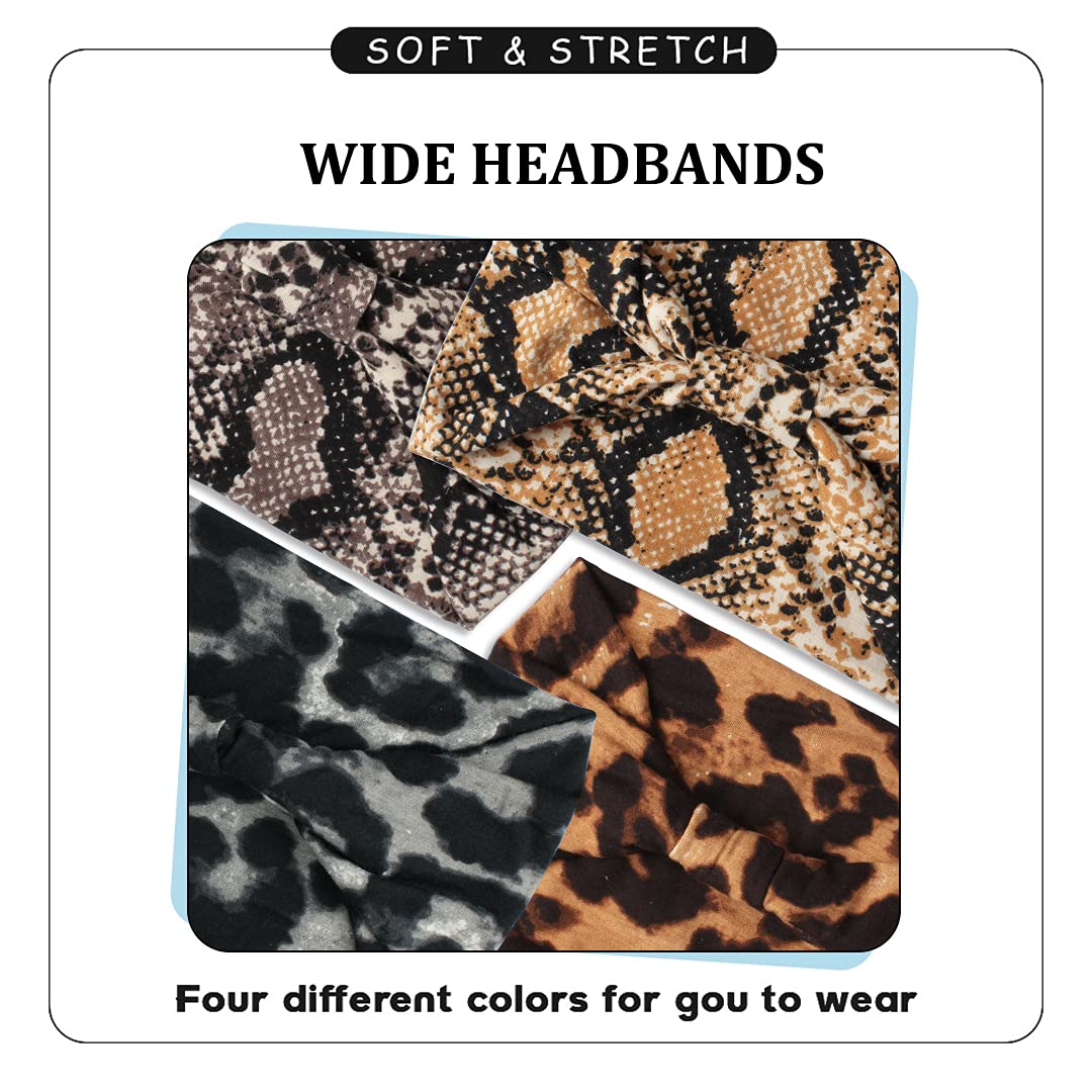 Xtrend 4 Pack Boho Wide Headbands for Women Yoga Sport Workout Running Headband Large African Head Wrap