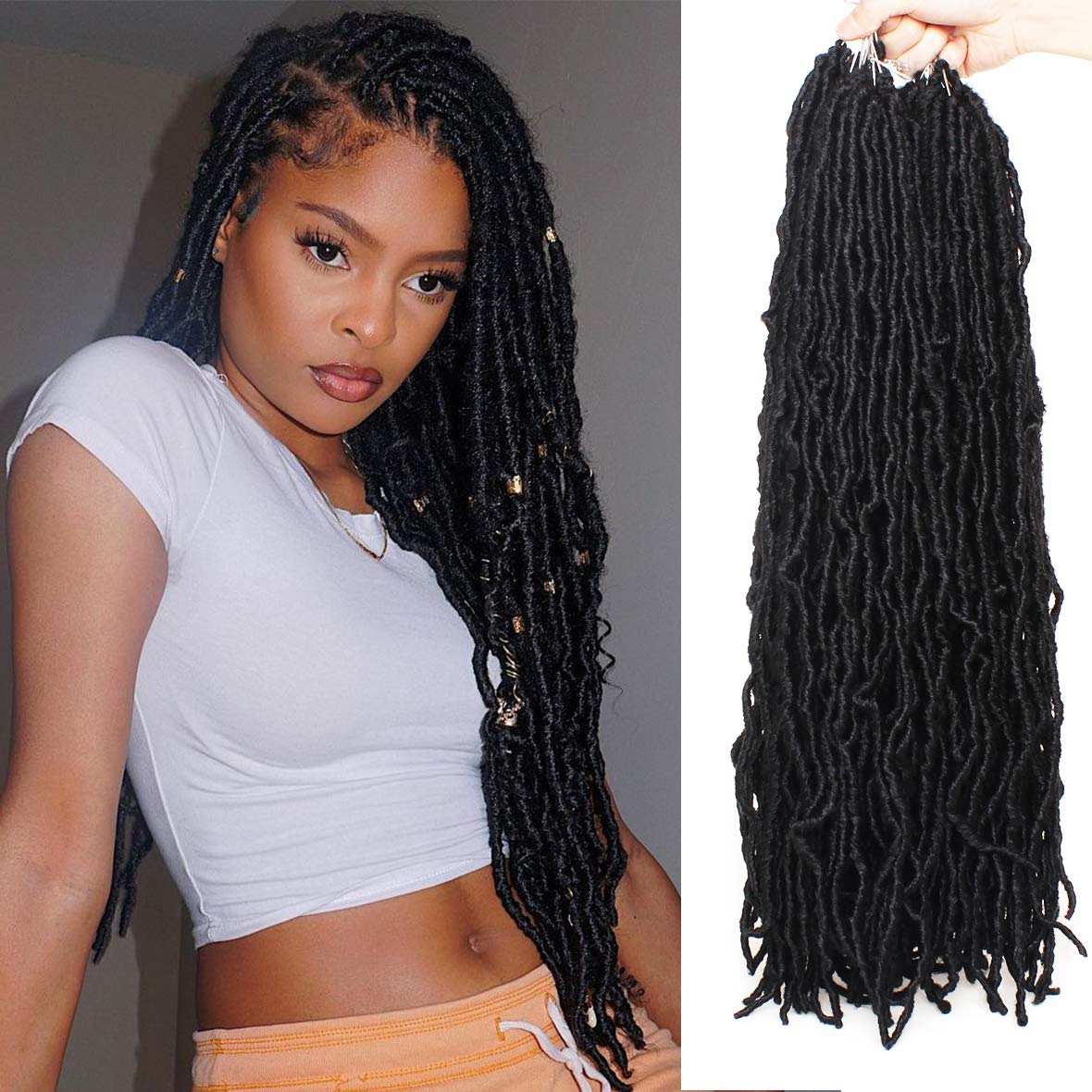 Xtrend Nu Soft Locs Crochet Braids Hair 18''24''36'' Faux Locs Curly Hair 21 Strands Synthetic Extened Crochet Hair