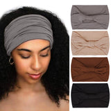 Xtrend 4 Pack Boho Wide Headbands for Women Yoga Sport Workout Running Headband Large African Head Wrap