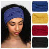 Xtrend 4 Pack Boho Wide Headbands for Women Yoga Sport Workout Running Headband Large African Head Wrap