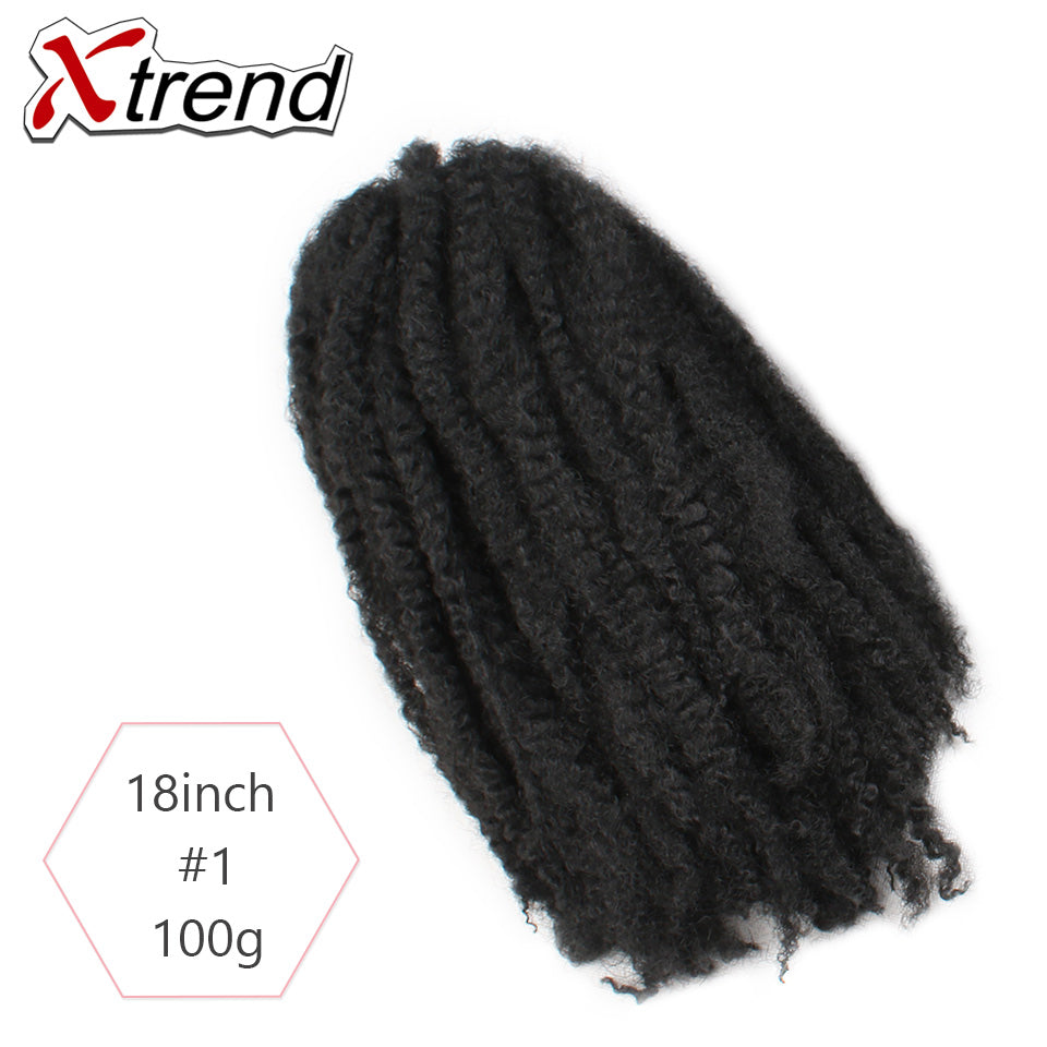 Xtrend 18inch 100g marley hair synthetic Kinky Straight Twist Hair Color Hair Crochet Braids Cubian Rainbow Braiding Hair