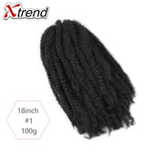 Xtrend 18inch 100g marley hair synthetic Kinky Straight Twist Hair Color Hair Crochet Braids Cubian Rainbow Braiding Hair