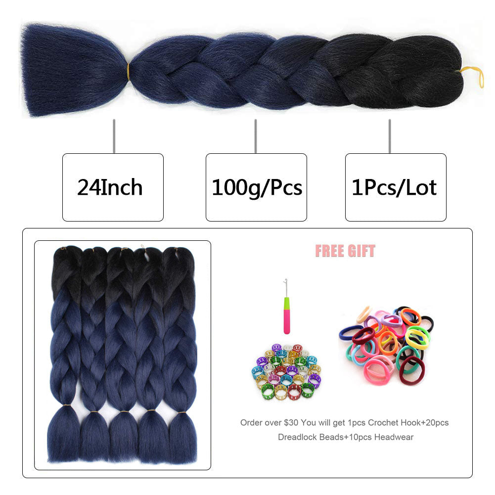 Xtrend ombré two tone hair Synthetic Rainbow Hair Jumbo Braids Crochet Hair 24inch Ombre Kanekalon Colorful Hair Braiding Hair Extensions