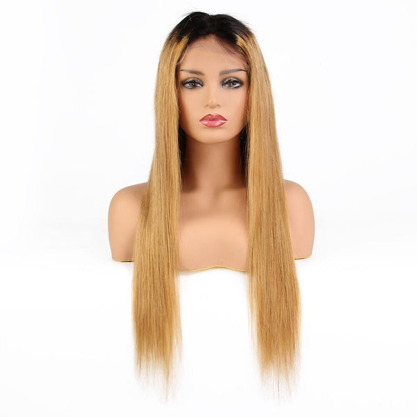 Lace Front Human Hair Wigs with Baby Hair Ombre 1B/27  display picture 2