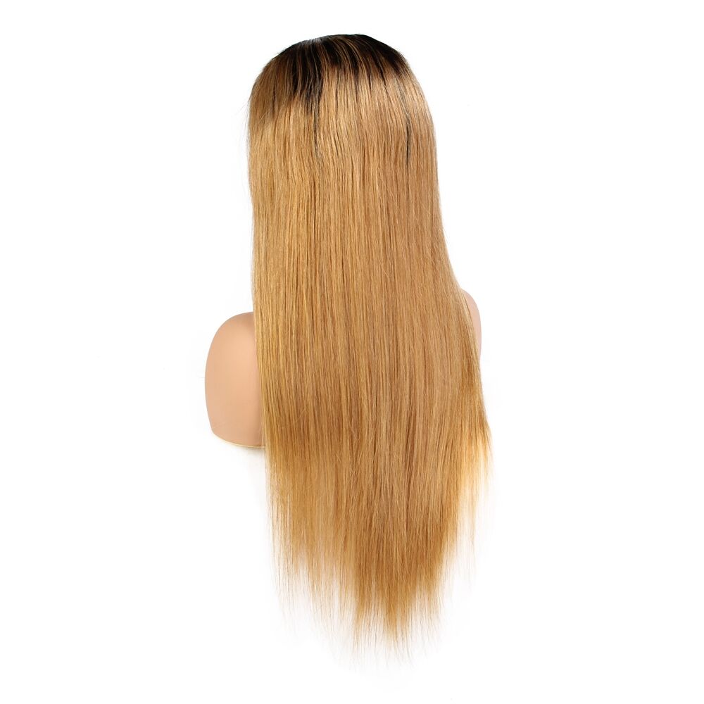 Lace Front Human Hair Wigs with Baby Hair Ombre 1B/27# Brazilian Virgin Hair Straight 360 Lace Frontal Wig Glueless Full Lace Wig
