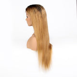 Lace Front Human Hair Wigs with Baby Hair Ombre 1B/27# Brazilian Virgin Hair Straight 360 Lace Frontal Wig Glueless Full Lace Wig