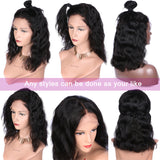 13x6 Short Bob Lace Front Human Hair Wigs loose Wavy Virgin Remy Natural Black Pre Plucked Bleached Knots body wave