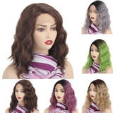 14 inch side part body wave lace front bob wig synthetic female swiss lace frontal loose wave bob wigs