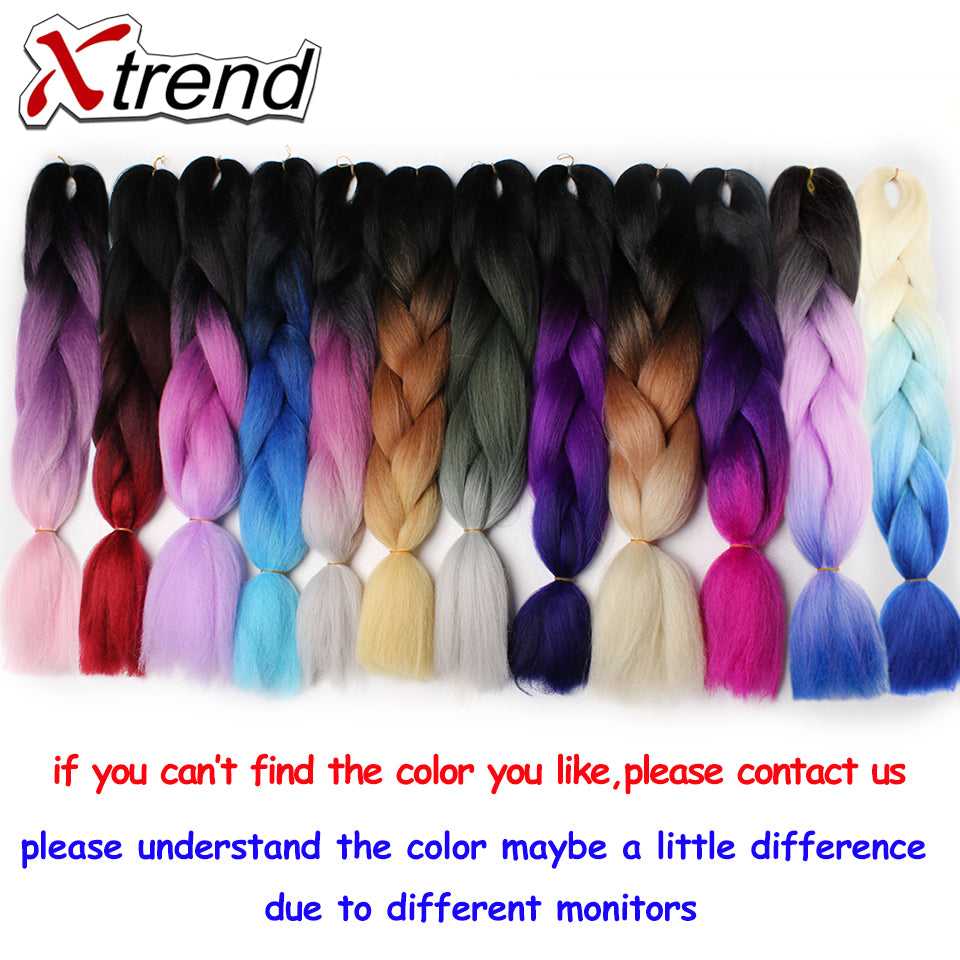 ombre three tone Synthetic Jumbo Crochet Braids Rainbow Kanekalon Colorful Braiding Hair Extensions