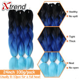 ombre three tone Synthetic Jumbo Crochet Braids Rainbow Kanekalon Colorful Braiding Hair Extensions