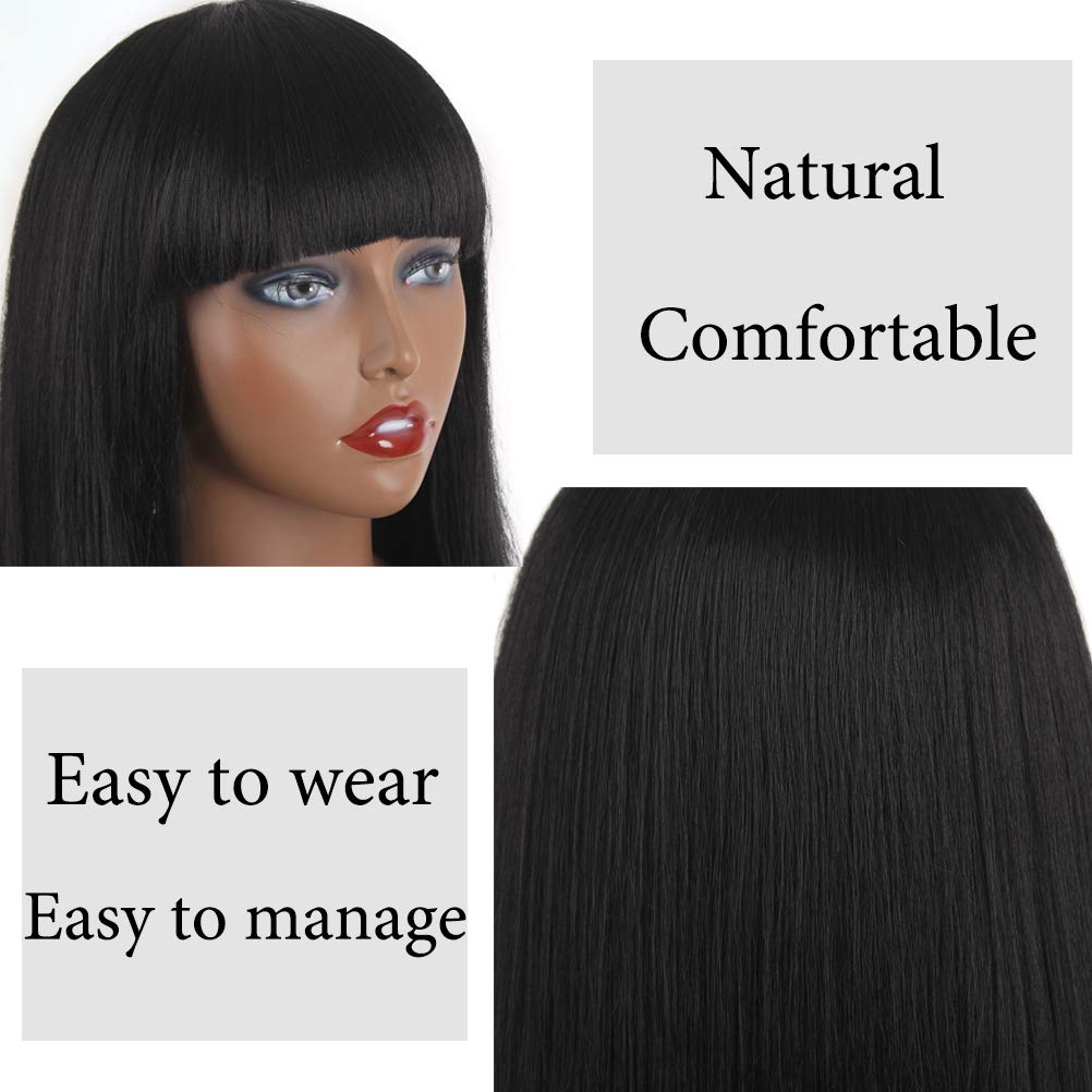 Xtrend Hair Bangs Front Wigs Long Blonde Straight Bob Synthetic Wig Heat Resistant With For Woman