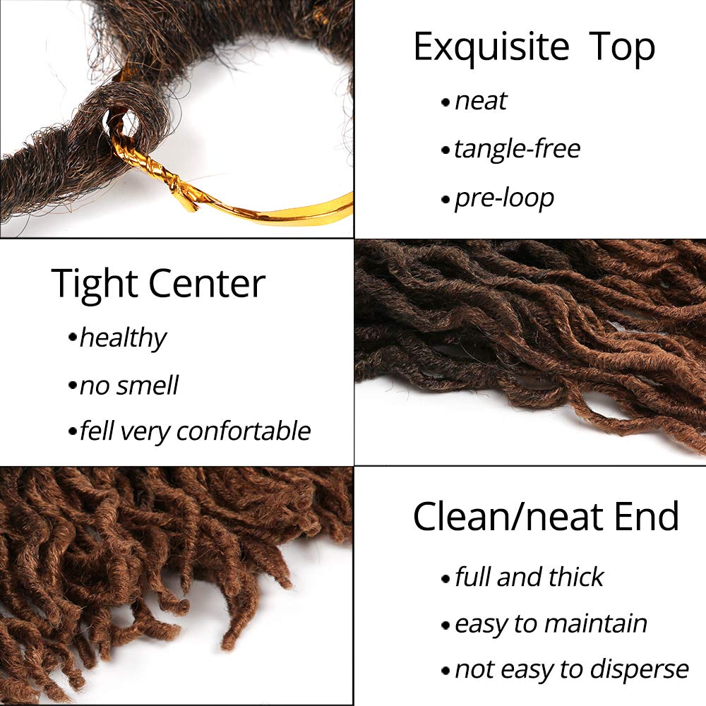 12 Inch Nu Soft Locs Crochet Hair Ombre Pre-Looped Short Crochet Braiding Hair Goddess Faux Locs Synthetic Crochet Hair