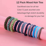 Xtrend 12 Pcs Mixed Spiral Hair Ties No Crease, Colorful Traceless Hair Ties, Elastic Coil Hair Ties for Women Girls Accessories
