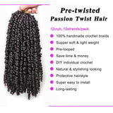 Xtrend Pre-Twisted Passion Twist Hair Ombre Crochet Braid Hair Bohemian Curl Passion Twist Synthetic Braiding Hair Extensions