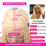 13x4 Lace Front Human Hair Wigs Straight 613 Blonde Pre Plucked Tuneful 150%Density Malaysian Remy Human Hair Wig Lace Frontal Wigs For Women