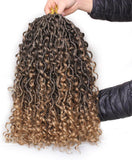 Xtrend 14inch Faux Locs Crochet Hair 16Strands/pack Wavy With Curly Hair Pre-looped Synthetic Bohemian Goddess Locs Crochet Braids Hair